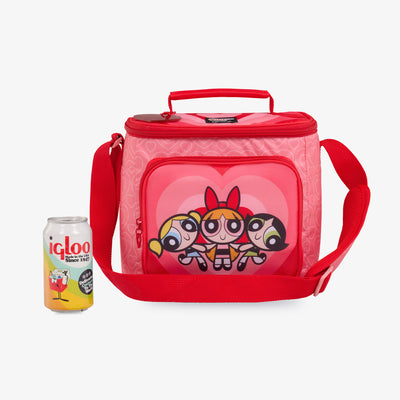 Size View | The Powerpuff Girls Square Lunch Bag::::Insulated liner keeps contents cold