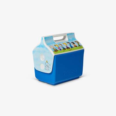 Angle View | Peanuts Kids Little Playmate 7 Qt Cooler::::Side push-button design