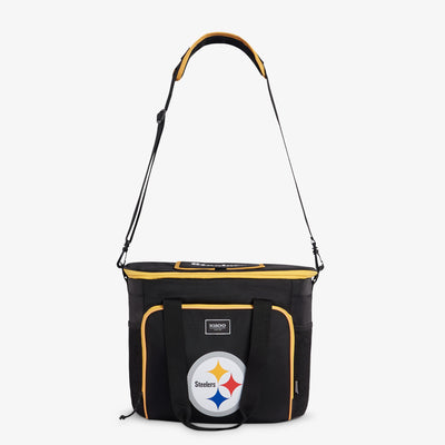 Strap View | Pittsburgh Steelers Tailgate Tote::::Adjustable, padded shoulder strap