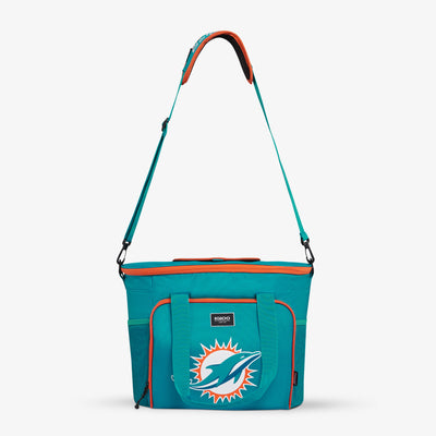 Strap View | Miami Dolphins Tailgate Tote::::Adjustable, padded shoulder strap