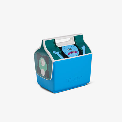 Angle View | Rick and Morty Mr. Meeseeks Box Little Playmate 7 Qt Cooler::::Original side push-button