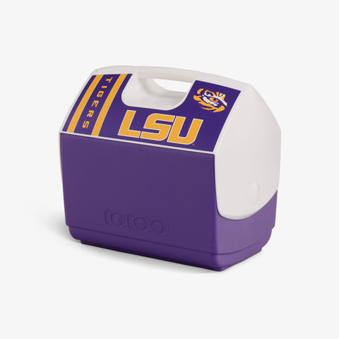 Angle View | LSU® Playmate Elite 16 Qt Cooler::::Push-button lid 