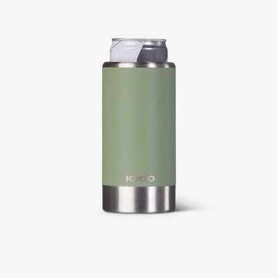 Can In View | 12 Oz Slim Stainless Steel Coolmate::Oil Green::Keeps 12-oz slim cans cold