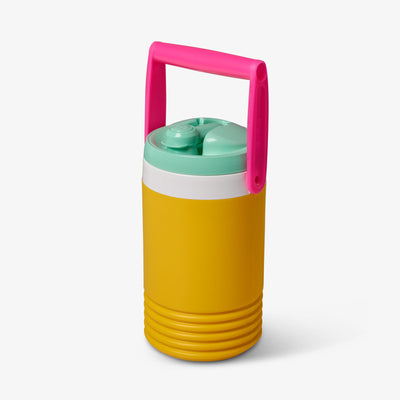 Handle View | Retro Half Gallon Jug::Yellow::Rounded carry handle