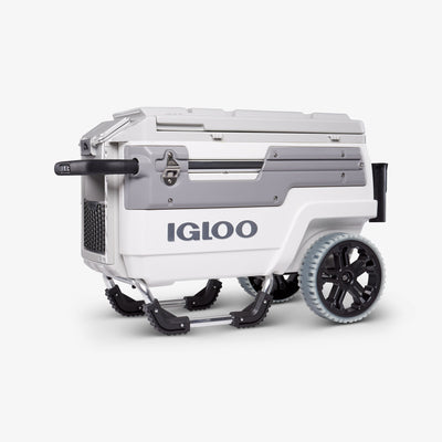 Angle View | Igloo Trailmate Marine 70 Qt Cooler::White/Gray::UV inhibitors