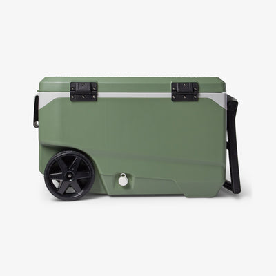 Back View | ECOCOOL Latitude 90 Qt Roller Cooler::::Easy drain plug