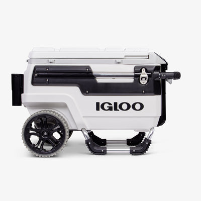 Back View | Igloo Trailmate Marine 70 Qt Cooler::White/Black::Built-in bottle openers