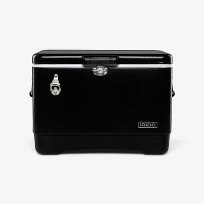 Front View | Legacy Stainless Steel 54 Qt Cooler::Black::Durable steel exterior