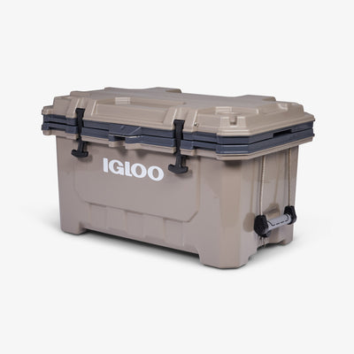 Angle View | IMX 70 Qt Cooler::Sandstone::Rubberized T-latches