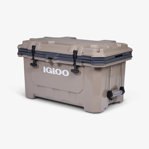 Angle View | IMX 70 Qt Cooler::Sandstone::Rubberized T-latches