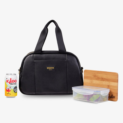Size View | Igloo Luxe Satchel Cooler Bag::Black::Holds up to 15 cans