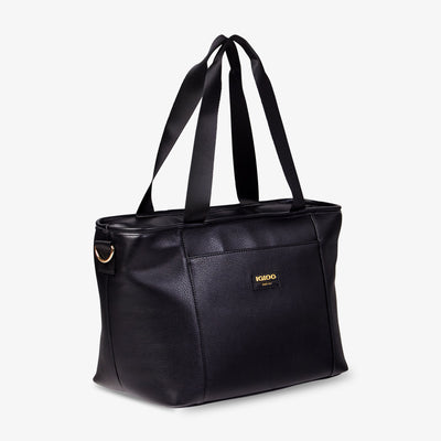 Straps View | Igloo Luxe Tote Cooler Bag::Black::Adjustable shoulder strap