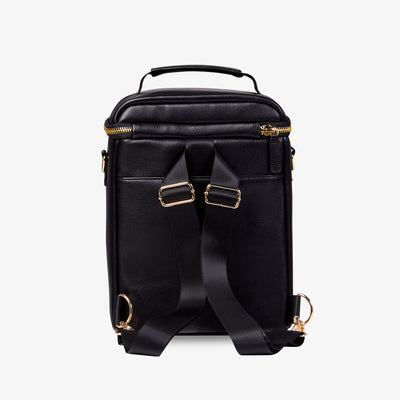 Back Straps View | Igloo Luxe Mini Convertible Backpack::Black::Adjustable shoulder straps