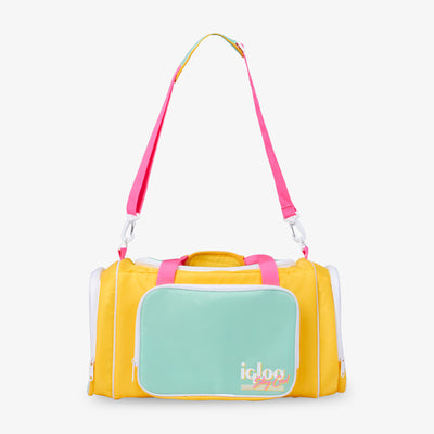 Strap View | Retro Duffel Bag Cooler::Yellow::Removable shoulder strap