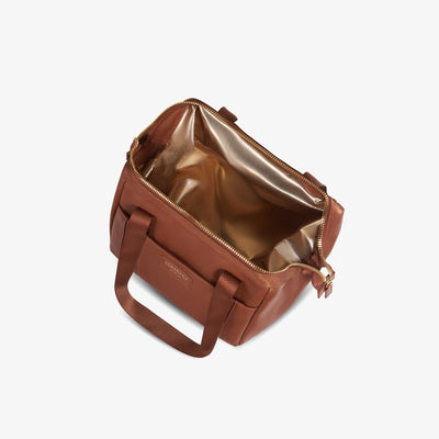 Open View | Igloo Luxe® Lunch Tote Cooler Bag::Cognac::Gold metallic details