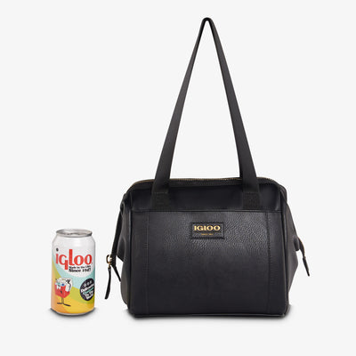 Size View | Igloo Luxe® Lunch Tote Cooler Bag::Black::Holds up to 9 cans