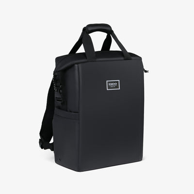 Angle View | South Coast Snapdown 24-Can Backpack::Black::Snapdown closure