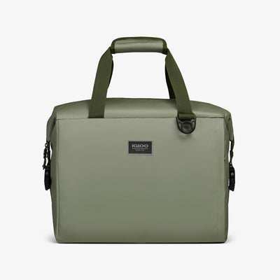 Front View | South Coast Snapdown 36-Can Bag::Oil Green::Water-repellent exterior