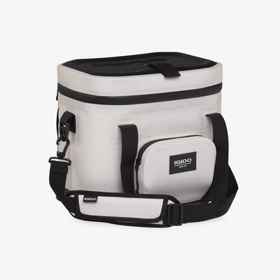 Angle View | Trailmate 18-Can Tote::Bone::Exterior zipper pocket