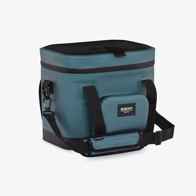 Angle View | Trailmate 18-Can Tote::Spruce::Exterior zipper pocket