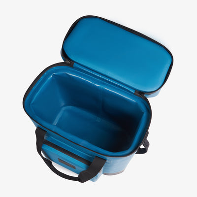 Top View | Trailmate 30-Can Tote::Modern Blue::Smooth-glide, water-resistant zippers