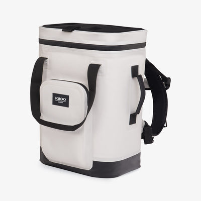 Angle View | Trailmate 24-Can Backpack::Bone::Exterior zipper pocket