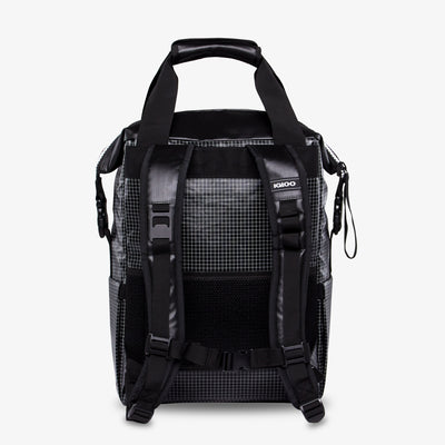 Back View | Outdoor Pro Snapdown 42-Can Backpack::Black/White