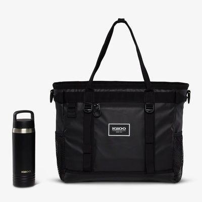 Size View | Pursuit 30-Can Tote::Black::Holds up to 30 cans