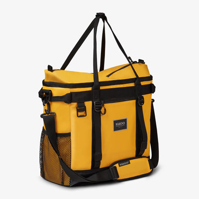 Back View | Pursuit 30-Can Tote::Yellow::Mesh hydration pockets