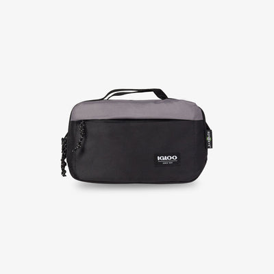 Front View | FUNdamentals Hip Pack Cooler Bag::Black/Castle Rock::Made from recycled water bottles