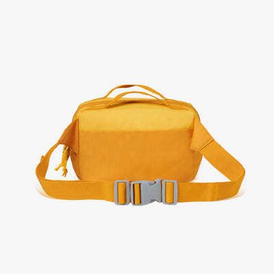 Back Strap View | FUNdamentals Hip Pack Cooler Bag::Autumn Blaze/Spectra Yellow::Adjustable waist strap