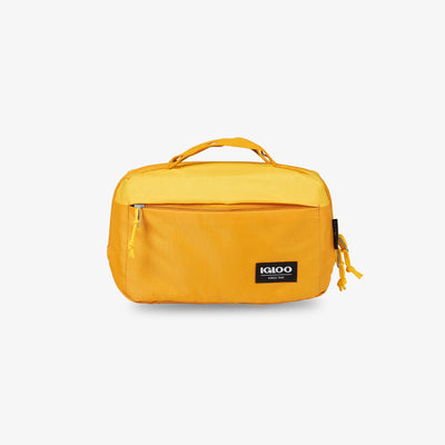 Front View | FUNdamentals Hip Pack Cooler Bag::Autumn Blaze/Spectra Yellow::Made from recycled water bottles
