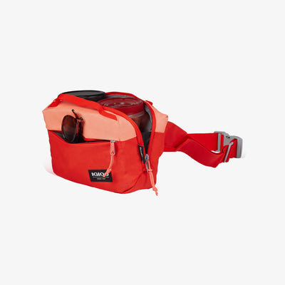 Open View | FUNdamentals Hip Pack Cooler Bag::Fresh Salmon/Fiesta::Insulated liner
