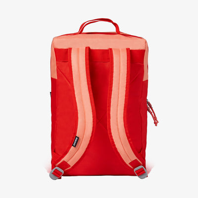 Back Straps View | FUNdamentals Lotus Cooler Backpack::Fresh Salmon/Fiesta::Adjustable, padded backpack straps