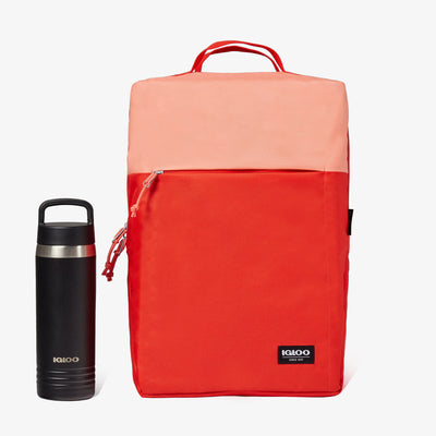 Size View | FUNdamentals Lotus Cooler Backpack::Fresh Salmon/Fiesta::Holds up to 24 cans