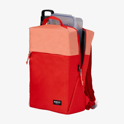 Open View | FUNdamentals Lotus Cooler Backpack::Fresh Salmon/Fiesta::Insulated liner