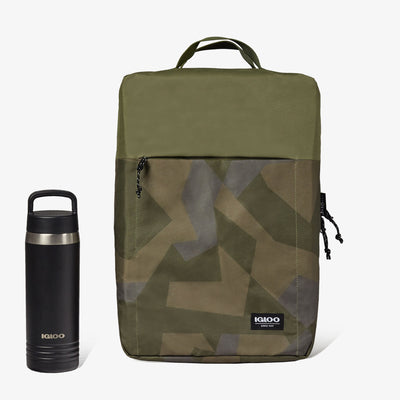 Size View | FUNdamentals Lotus Cooler Backpack::Swedish Camo::Holds up to 24 cans
