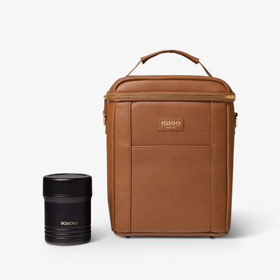 Size View | Igloo Luxe Mini Convertible Backpack::Cognac::Holds up to 12 cans