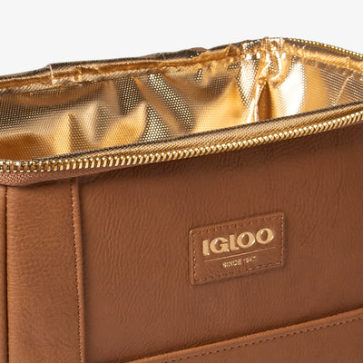 Liner View | Igloo Luxe Mini Convertible Backpack::Cognac::Insulated lining