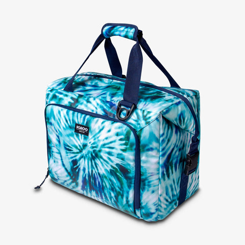 Angle View | Seadrift Snapdown 36-Can Bag::Radial Tie-Dye