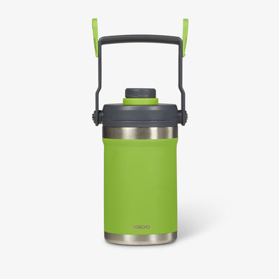 Handle View | Half Gallon Stainless Steel Sports Jug::Green::Sturdy handle with fence hooks