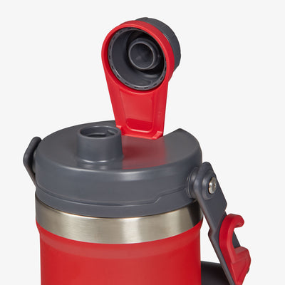 Cap View | Half Gallon Stainless Steel Sports Jug::Red::Easy-chug Spout