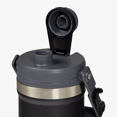 Cap View | Half Gallon Stainless Steel Sports Jug::Black::Easy-chug Spout