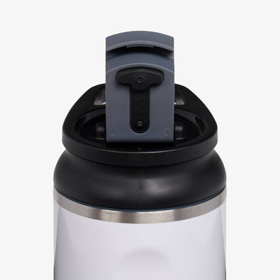 Lid Open View | 12 Oz Flip ‘n’ Sip Tumbler::Gloss White::Leakproof Flip ‘n’ Sip lid