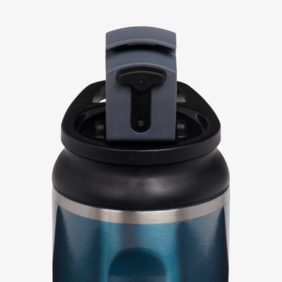 Lid Open View | 12 Oz Flip ‘n’ Sip Tumbler::Gloss Modern Blue::Leakproof Flip ‘n’ Sip lid