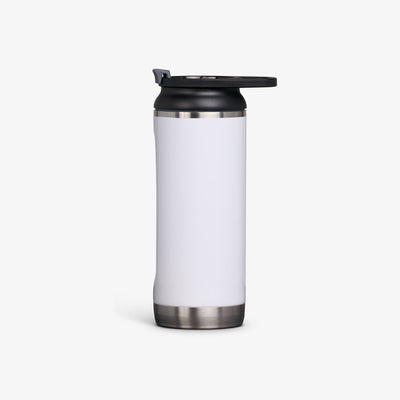 Profile View | 16 Oz Flip ‘n’ Sip Tumbler::Gloss White::Ergonomic handle