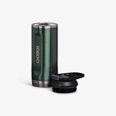 Lid Off View | 16 Oz Flip ‘n’ Sip Tumbler::Gloss Spruce::Double-wall, vacuum-insulated