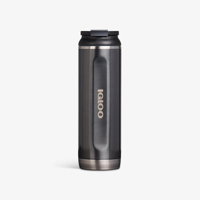 Front View | 20 Oz Flip ‘n’ Sip Tumbler::Gloss Carbonite::Fits in standard cup holders