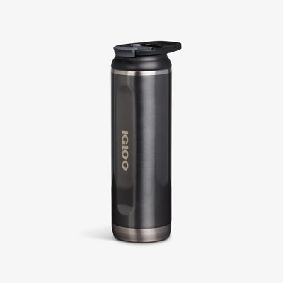 Angle View | 20 Oz Flip ‘n’ Sip Tumbler::Gloss Carbonite::No-look-sip indicator