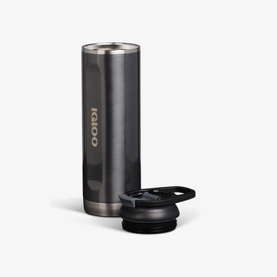 Lid View | 20 Oz Flip ‘n’ Sip Tumbler::Gloss Carbonite::Double-wall, vacuum-insulated